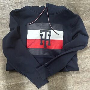 Navy blue Tommy Hilfiger hoodie sweatshirt with front pocket